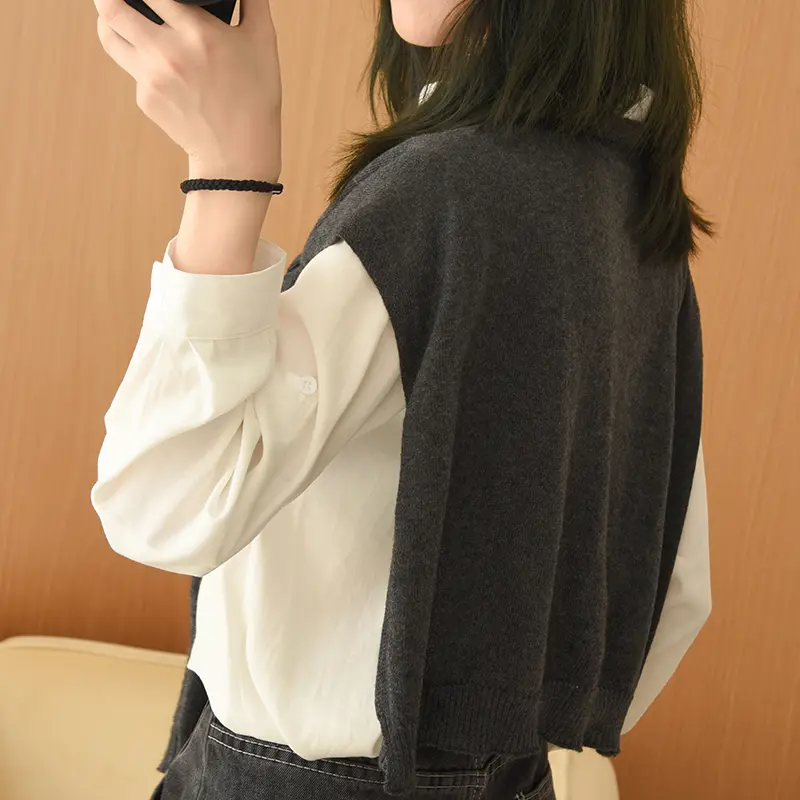 Wool Knitted Shawl Scarf Women Autumn Winter Solid Cape With Shirt Korea Fashion Clothes Decorative Wrap Pashmina Back Warmer
