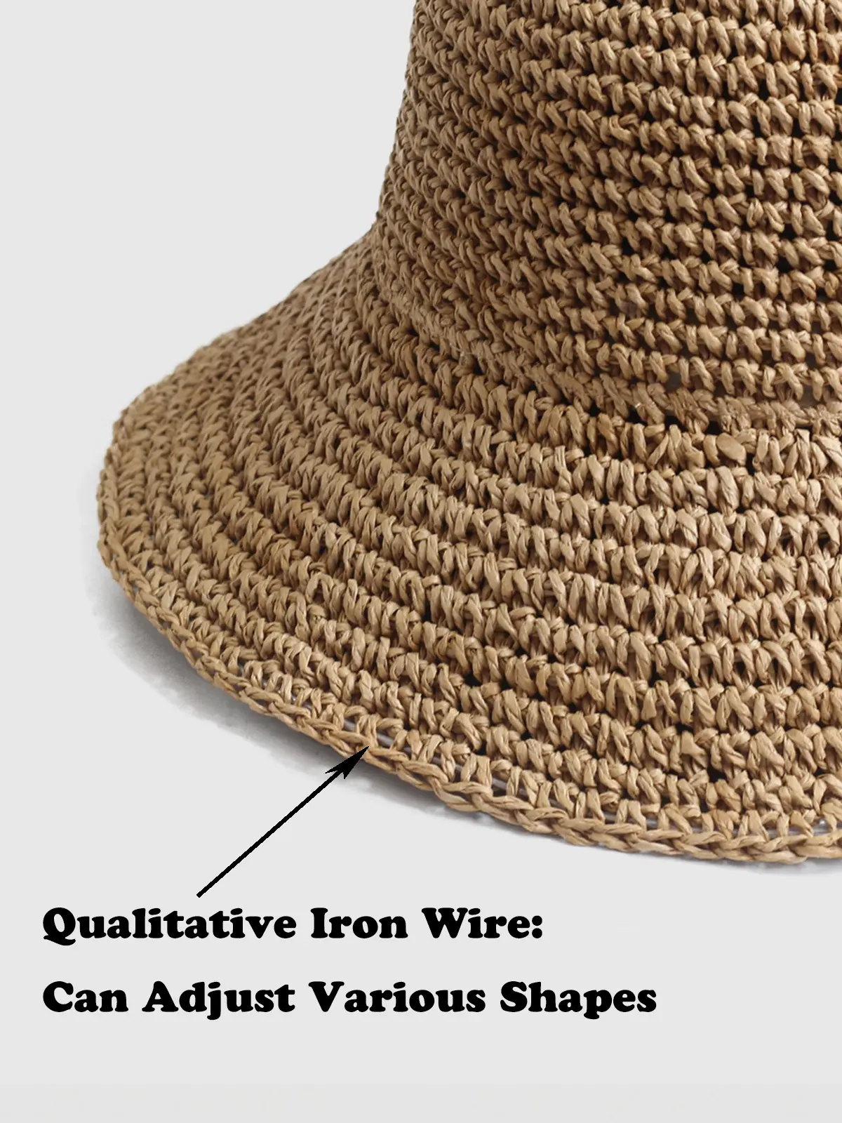 Summer UV-Protect Crochet Straw Bucket Hat for Women Beach Fashionable Breathable Outdoor Sunshade Cap Foldable Visors
