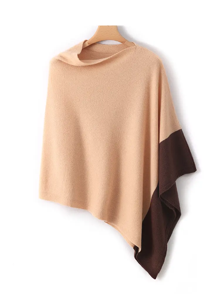 Women's 100% Wool Irregular Cape Pullover, Shawl, Low Neck Sun Protection Shirt, Spring And Summer Loose Knit Top