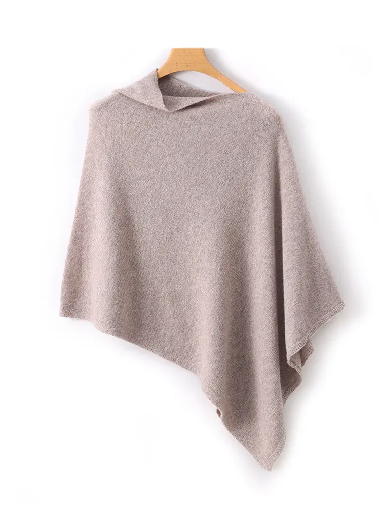 Women's 100% Wool Irregular Cape Pullover, Shawl, Low Neck Sun Protection Shirt, Spring And Summer Loose Knit Top
