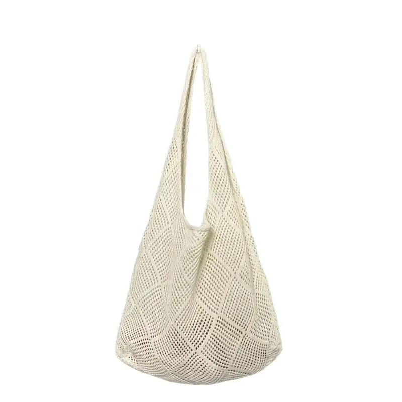 Ladies' Hollowed Out Shoulder Bag, Solid Color Tote Bag, Retro Hollowed Out Knitted Bag, Vertical Square Fashion Crossbody Bag