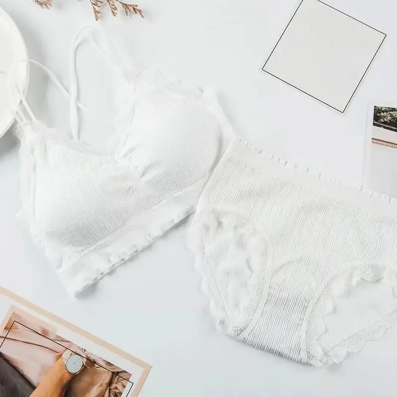 Sexy Seamless Tops Set High Waist Panties Women Wireless Underwear Suit Soft Padded Bras Set Backless Bralette Lingerie