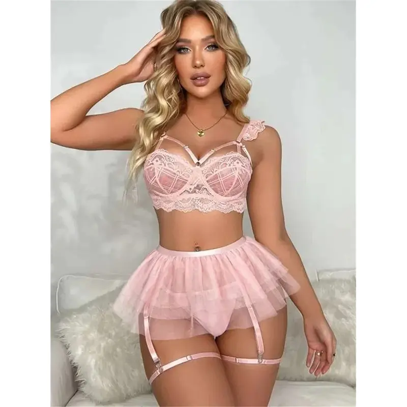Sexy Lingerie Erotic Underwear Set Transparent Porno Lace Sexy Bra And Panty Garter Set Lingerie Sexy Hot Erotic Sleepwear