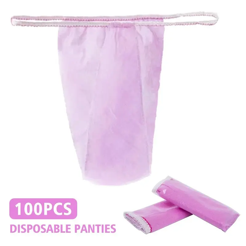 100pcs For Women Spa Non Woven Fabrics Underwear Tanning Wraps Salon Disposable Panties T Thong Hygienic Individually Wrapped