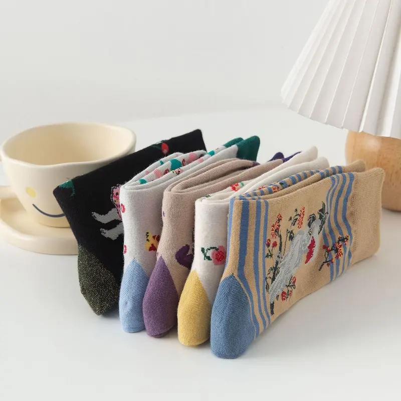 Korean Autumn and Winter New Animal Series Socks Women's Mid Tube Stockings Puppy Rabbit Cat AB Cute Female Socks Unisex