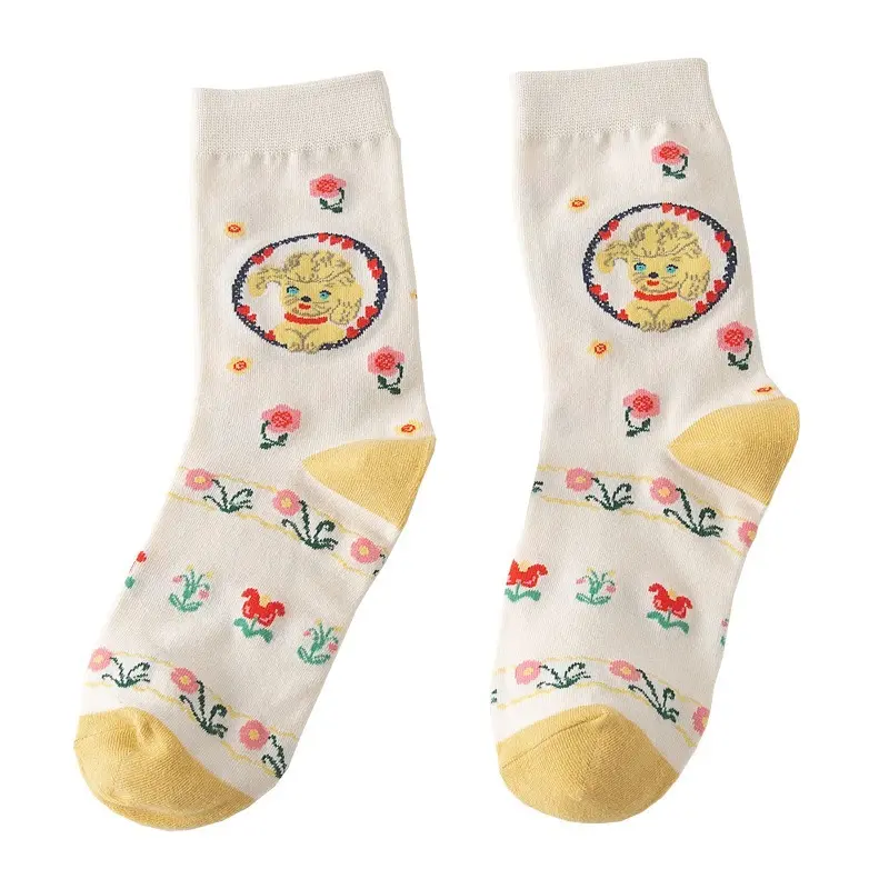 Korean Autumn and Winter New Animal Series Socks Women's Mid Tube Stockings Puppy Rabbit Cat AB Cute Female Socks Unisex