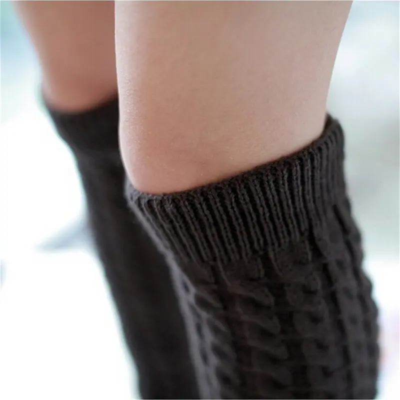 NEW Fashion Gaiters Boot Cuffs Woman Thigh High Warm Knit Knitted Knee Socks Black Leg Warmers for Women Christmas Gifts