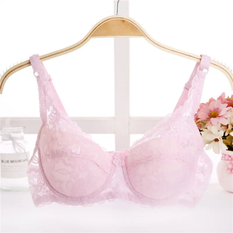 New Sexy Floral Lace Bras Women Summer Thin Push Up Brassiere Solid Color Comfort Breathable Underwear Female Fashion Lingerie