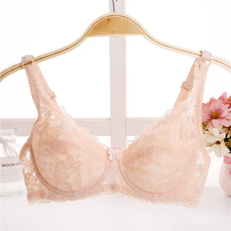New Sexy Floral Lace Bras Women Summer Thin Push Up Brassiere Solid Color Comfort Breathable Underwear Female Fashion Lingerie