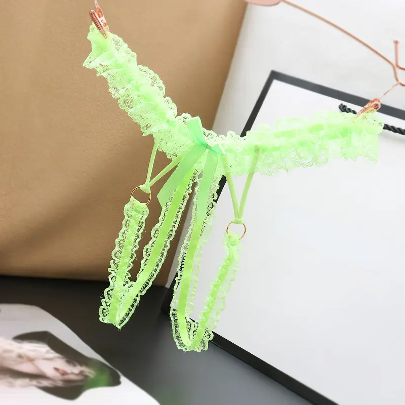 Women's Erotic Open Crotch Panties Ladies Sexy Lace Underwear Female Transparent Invisible Lingerie Elastic Waist G-String Thong