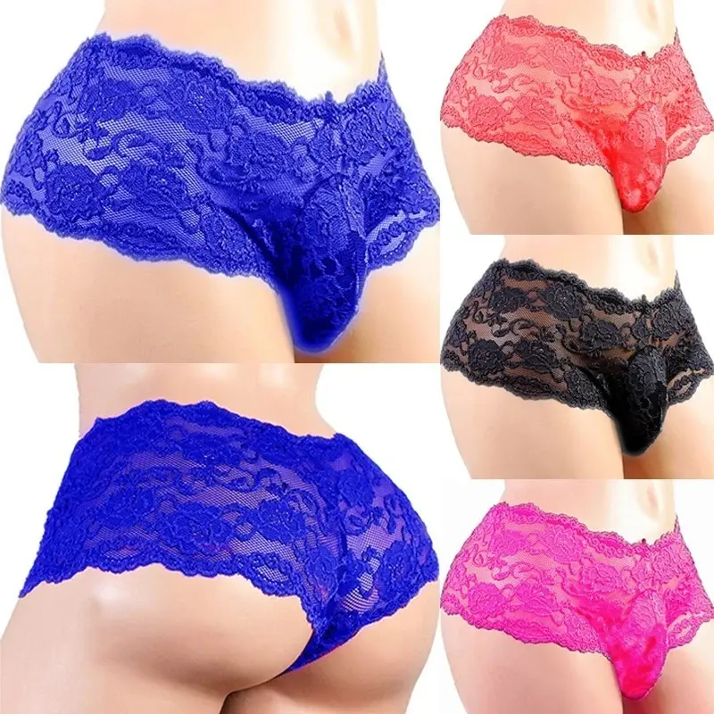 Men's Underwear Sexy Lingerie Sexy Panties Plus Siz Lace Sissy Male Breathable Jockstrap Briefs G-String Thongs Porno Underpants