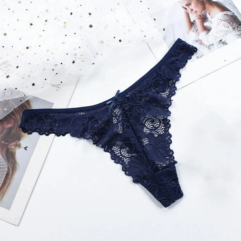 Low-Waist Sexy Breathable Lace Panties Women Sexy See-Through Thongs Briefs Embroidery Crotch Hollow Underwear Female Underwear