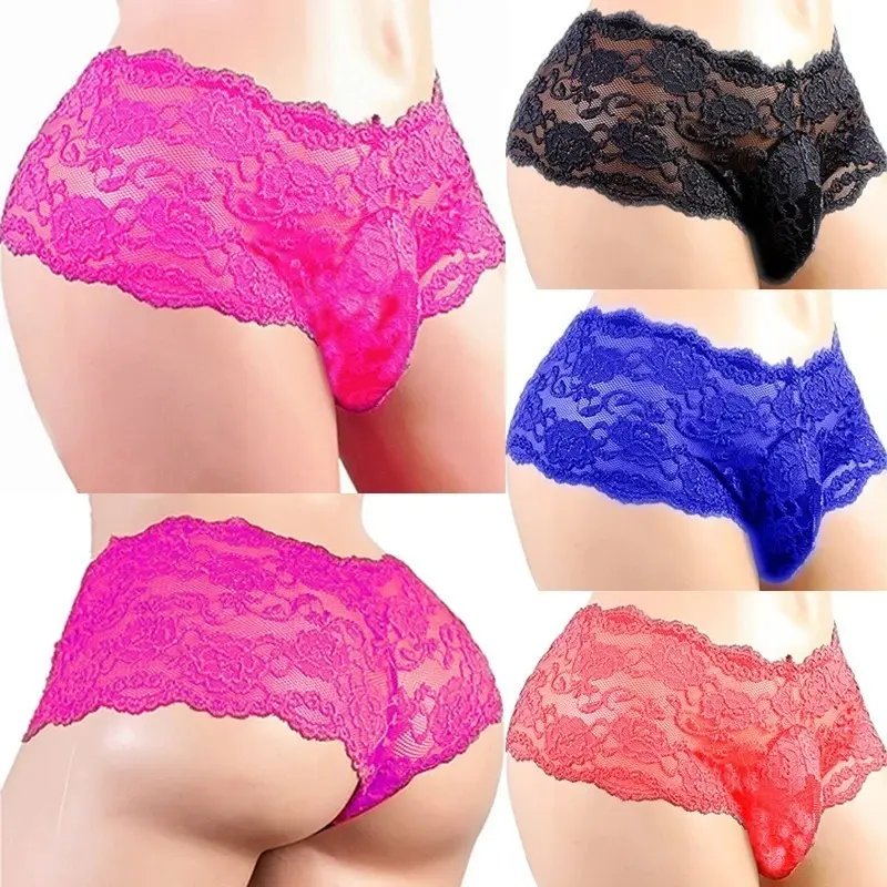 Men's Underwear Sexy Lingerie Sexy Panties Plus Siz Lace Sissy Male Breathable Jockstrap Briefs G-String Thongs Porno Underpants