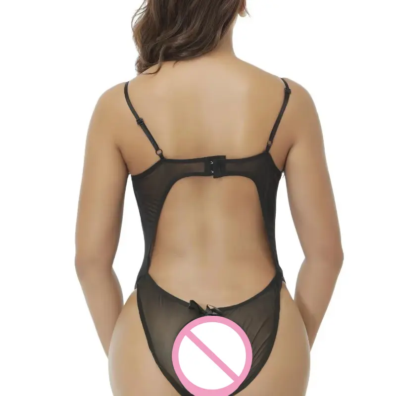 Black Porn Underwear Women Lace Transparent Bra One Piece Sexy Costumes Open Bra Crotchless Bodysuit Female Erotic Lingerie Sets