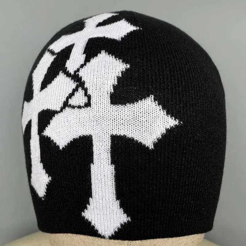 Y2K Crucifix Jacquard Knitted Hat, European and American Popularity Hip Hop Hat, Street Trend Fashion Personality Adult Hat