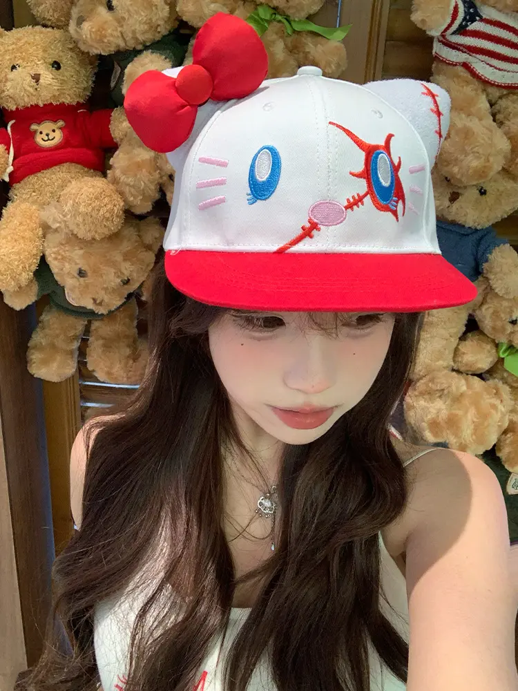 2025 New Y2K Funny Baseball Caps Versatile Cap Sweet Spicy Girl Embroidery Cute Bow Hat Trendy Cartoon Outdoor Travel Girl Gifts