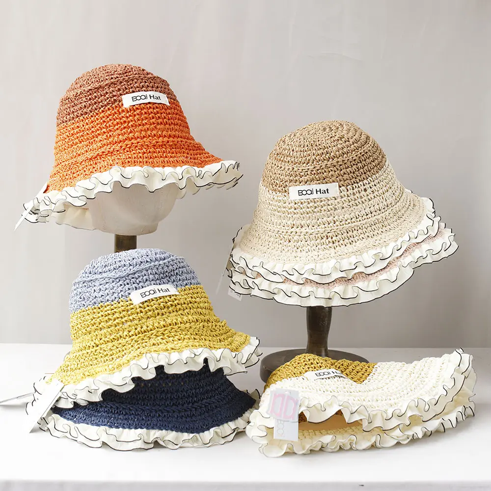 2025 NEW Women Sun Hat Colorful Beach Hats Womens Summer Straw Hat Foldable Chapeau Femme Beach UV Protection Cap