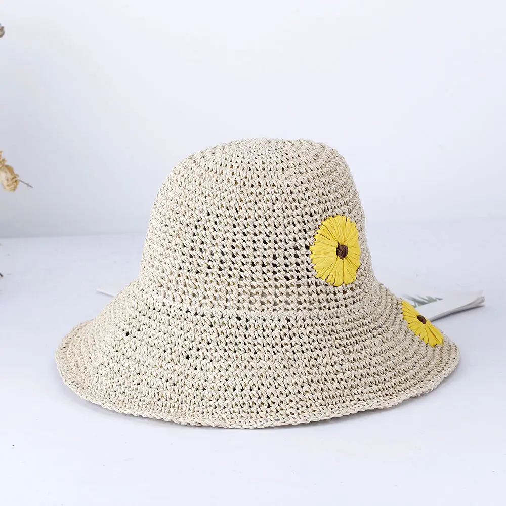 2023 flower Women's summer hat beach Women's hat Beach outing uv protection solar hat sunshade hat Straw hat sun visor Hat girl