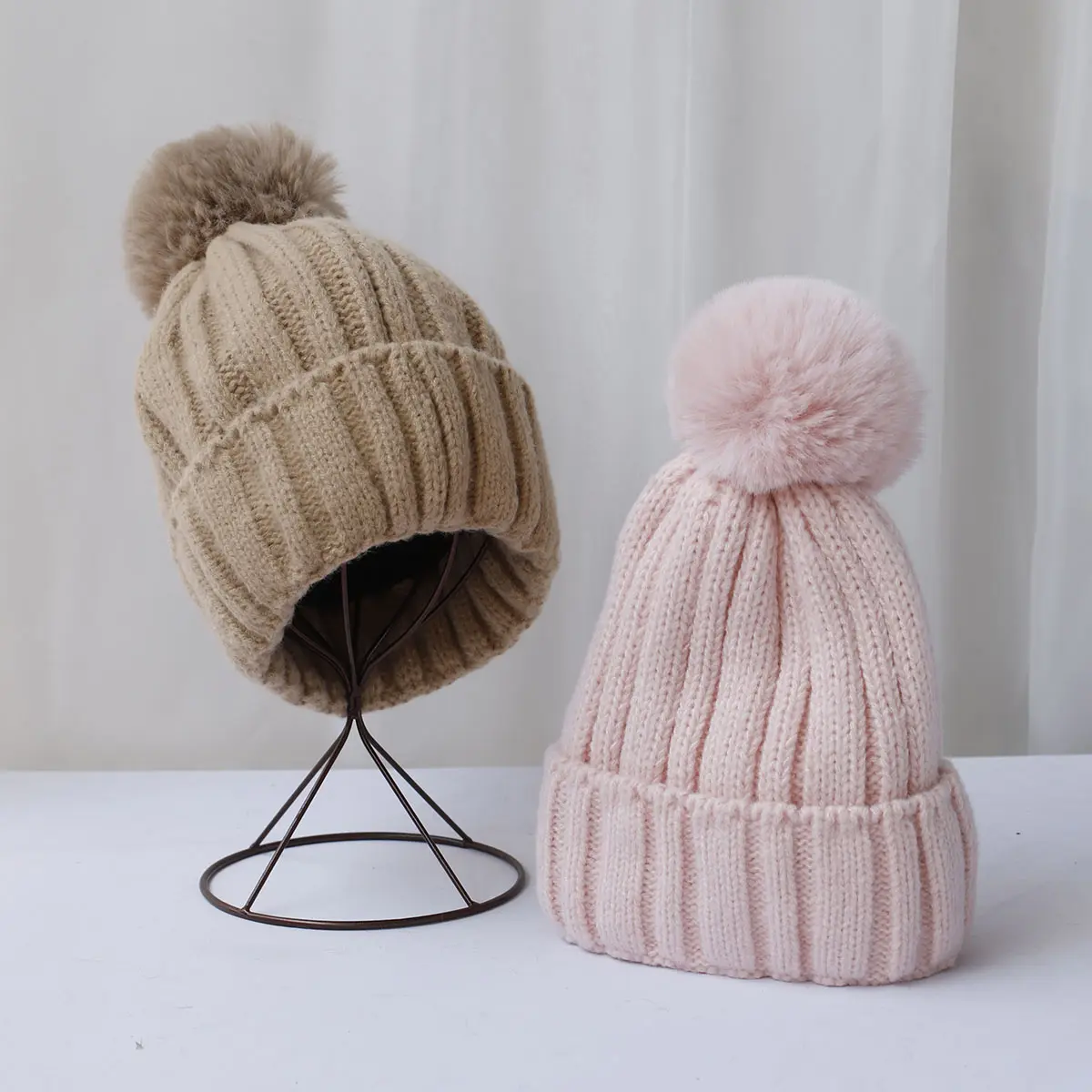 2024 Square Cashmere Fashion Autumn Winter Solid color Fur Bucket Hat ball Plush Fisherman Hat Soft Warm Thick Basin Bucket Hats