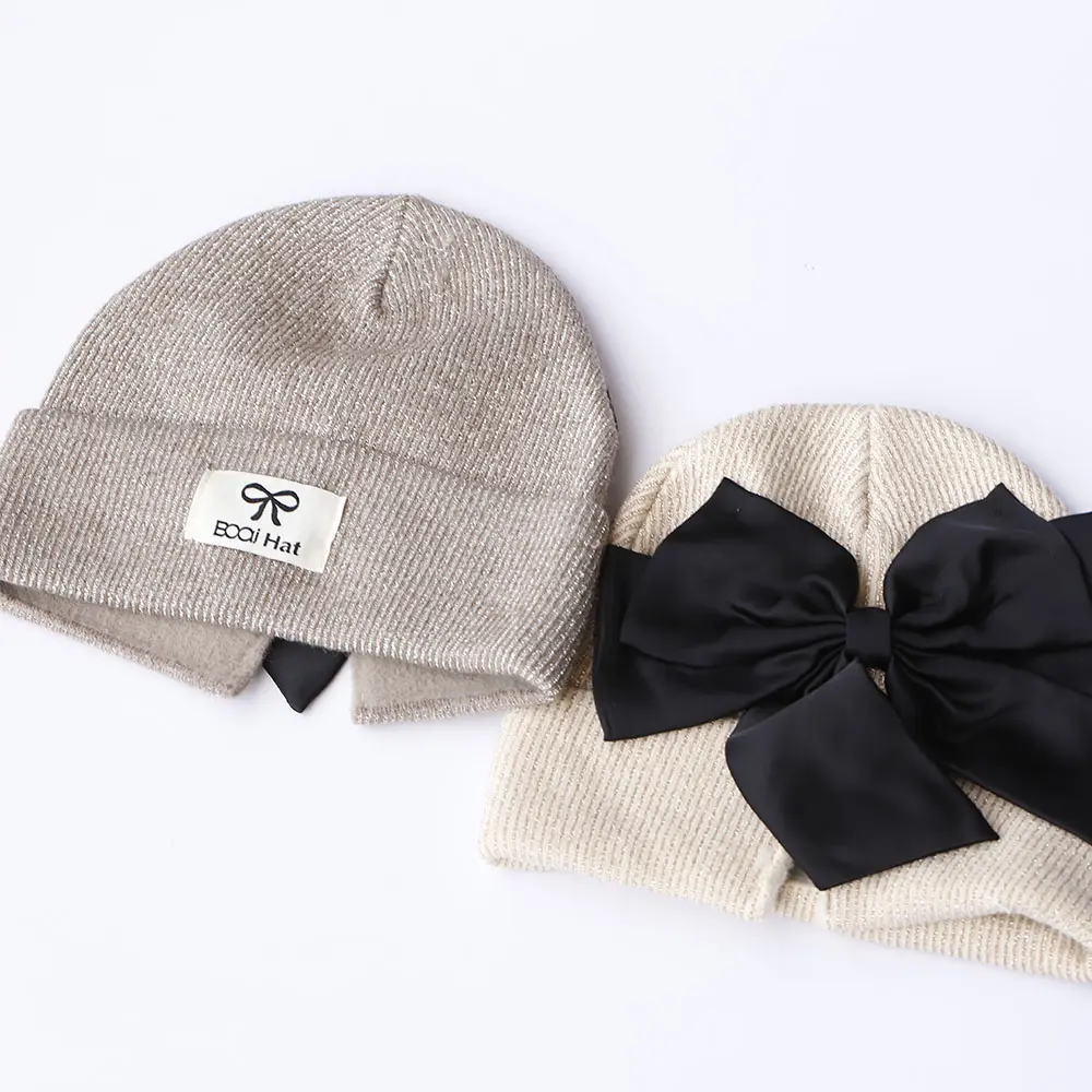 Ladies' BucketHat Korean Knitted Striped Verstaile Hollow Breathable bow Hat Beach Vacation Sunscreen Sunshade Hats For Girl