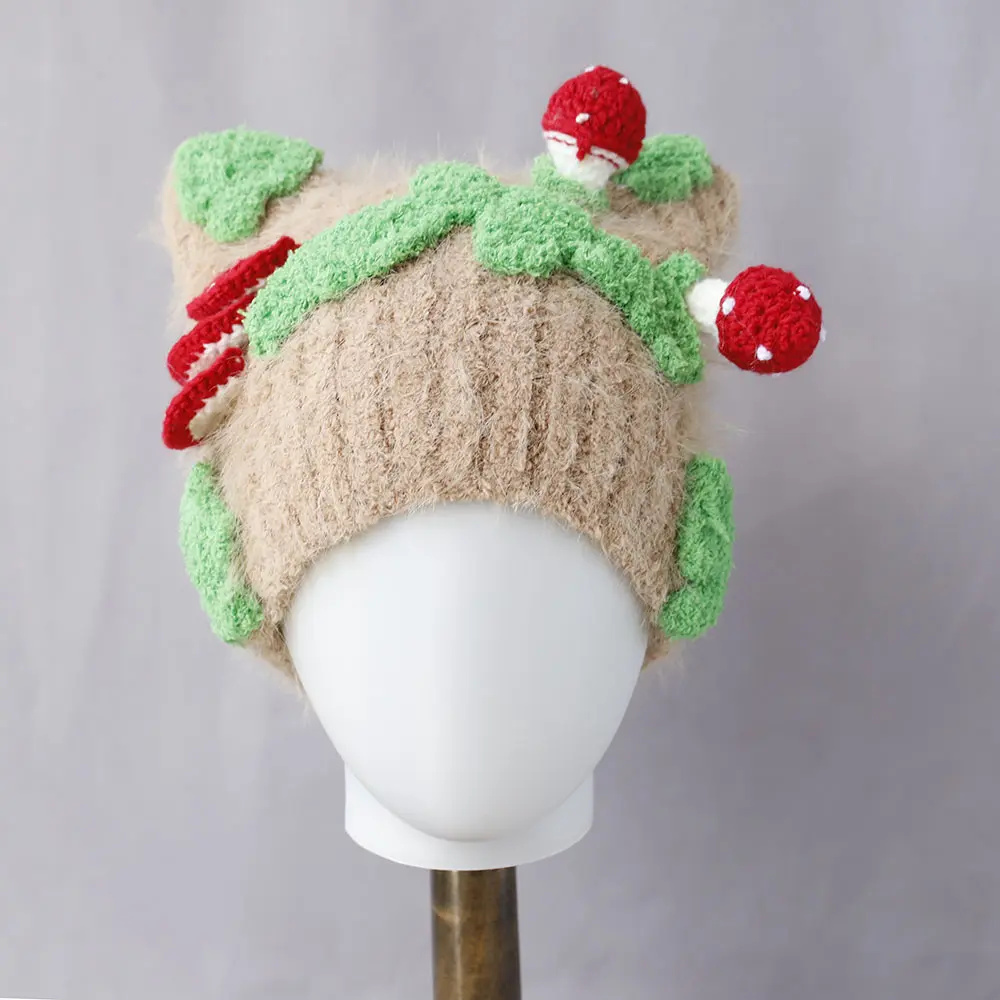 2025 new Y2K Winter Hat Strawberry Cat's ears Hats For Women Fashion Warm Beanie Hats Women Solid Adult Cover Head Cap