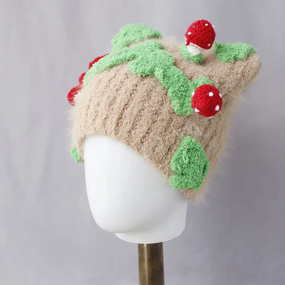 2025 new Y2K Winter Hat Strawberry Cat's ears Hats For Women Fashion Warm Beanie Hats Women Solid Adult Cover Head Cap
