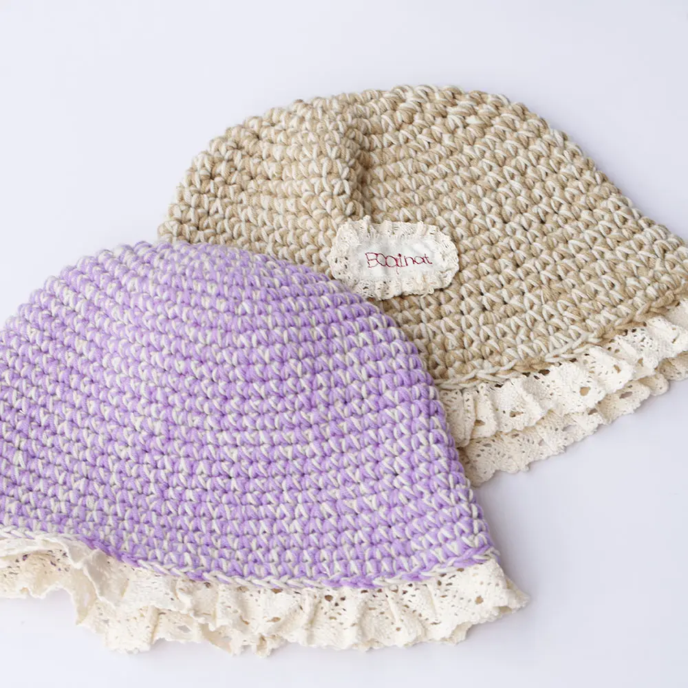 2025 New Crochet Korean Handmade Bucket Hat Women Weaving Knitted Hat Fashion Flowers Autumn Winter Beanies Basin Cap