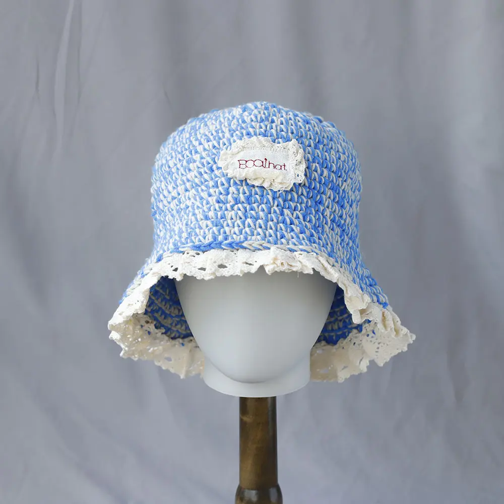 2025 New Crochet Korean Handmade Bucket Hat Women Weaving Knitted Hat Fashion Flowers Autumn Winter Beanies Basin Cap
