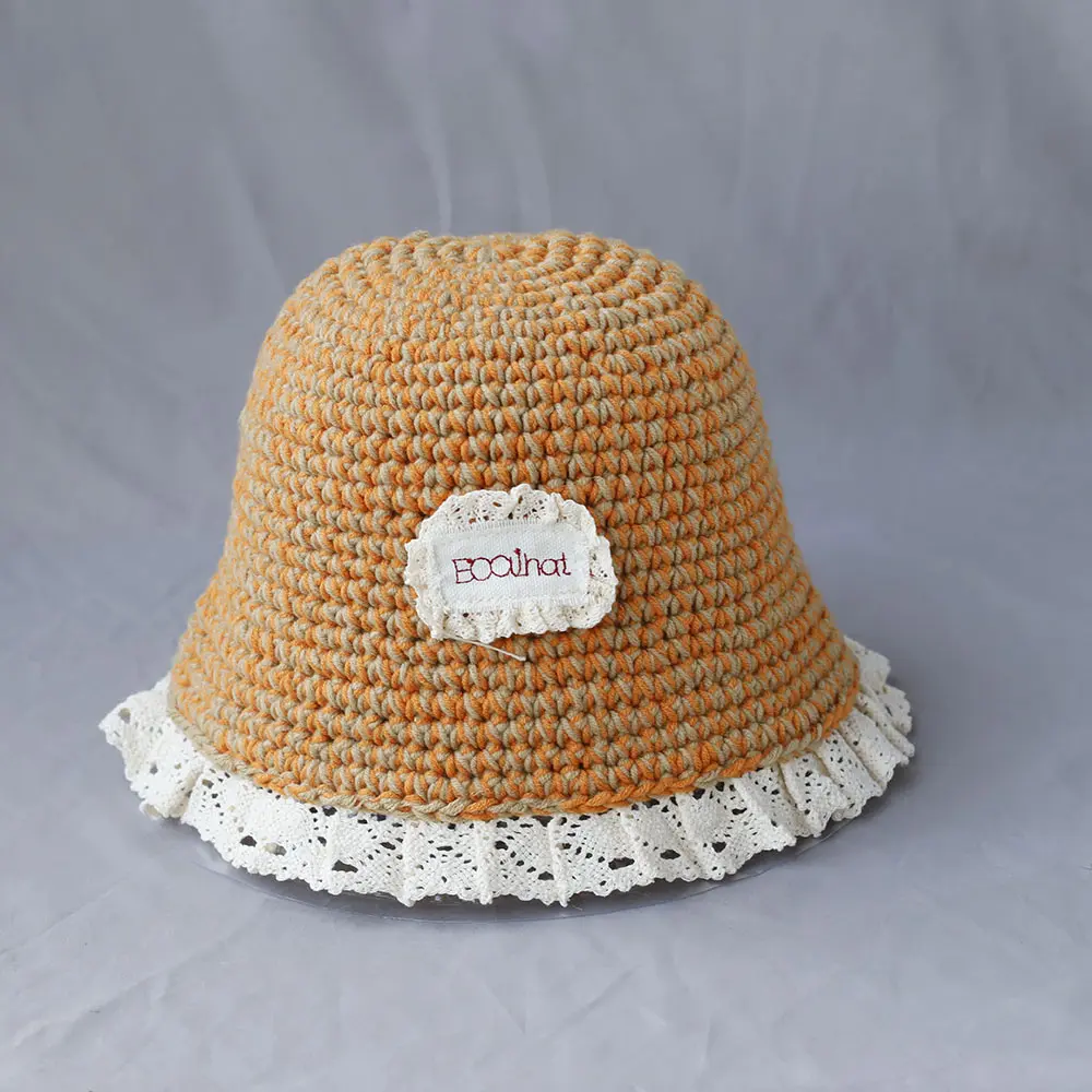 2025 New Crochet Korean Handmade Bucket Hat Women Weaving Knitted Hat Fashion Flowers Autumn Winter Beanies Basin Cap