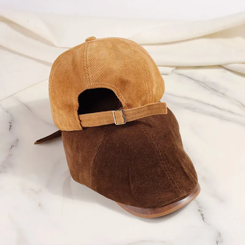 Retro Streetwear Beret Hats for Women Man Autumn Winter Corduroy Fleece Solid Color Forward Hats Fashion Adjustable Painter Caps