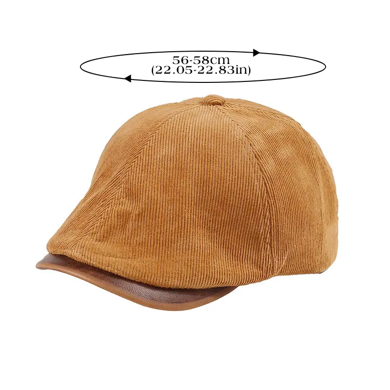 Retro Streetwear Beret Hats for Women Man Autumn Winter Corduroy Fleece Solid Color Forward Hats Fashion Adjustable Painter Caps