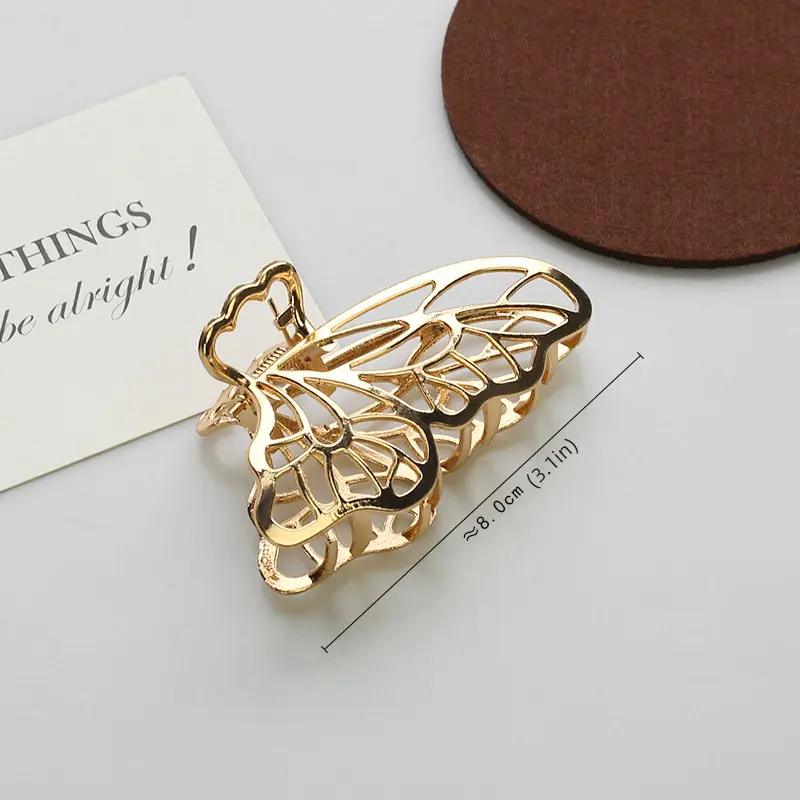 New Meatal Hollow Gold Hair Claws Korean Geometric Big Claw Bathing Shark Hair Clips Girls Hairpins Women Hair Accessories