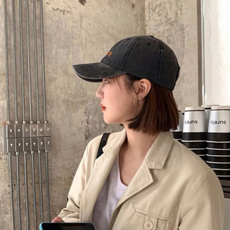 Fashion Letter Baseball Caps for Men Women Retro Washed Cotton Hip Hop Snapback Hats Unisex Outdoor Sports Sun Hats