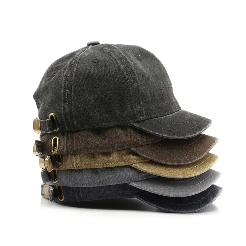 Retro Short Brim Baseball Caps for Man Women Solid Color Adjustable Outdoor Sun Visor Hats Cotton Streetwear Hip Hop Hats