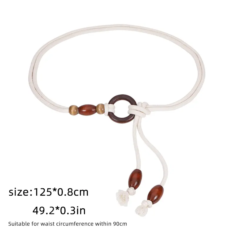 Bohemian Waist Belt for Women Ethnic Style Beaded Knotted Waistband Elegant Lady Dress Pants Coat Decorative Waist Straps