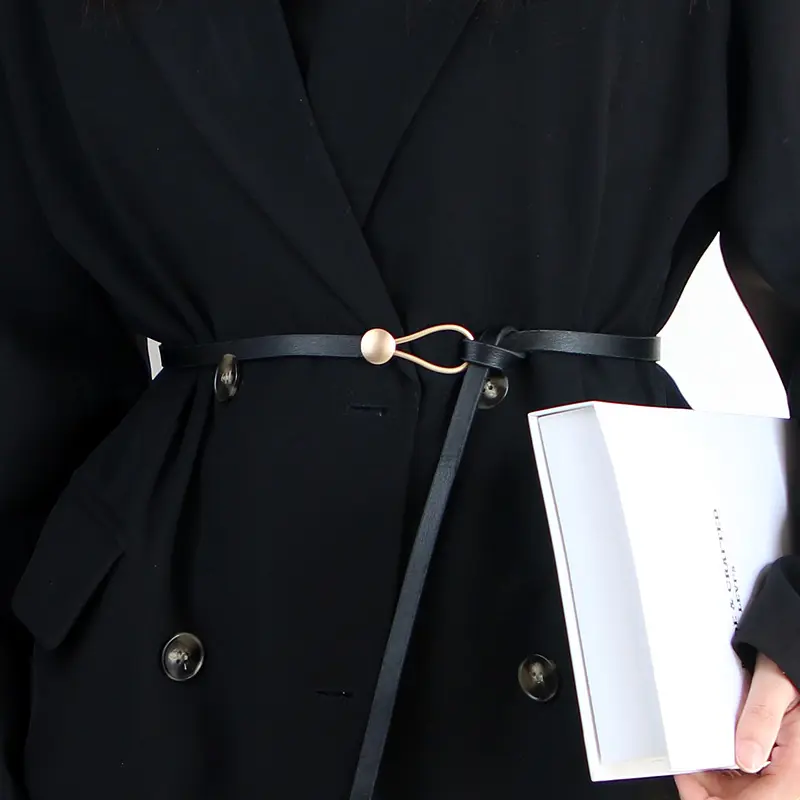 Korean Knotted Belt for Women Simple PU Leather Thin Waistband Luxury Female Lady Coat Dress Decor Waist Strap