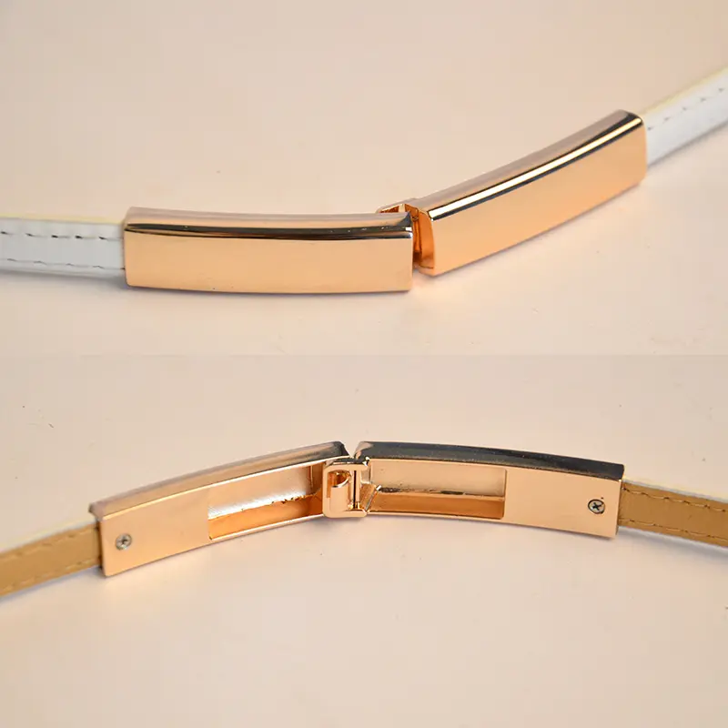 Gold Metal Buckle Women Belts Fashion PU Leather Adjustable Thin Waistband Solid Color Lady Dress Coat Decorative Straps Girdle