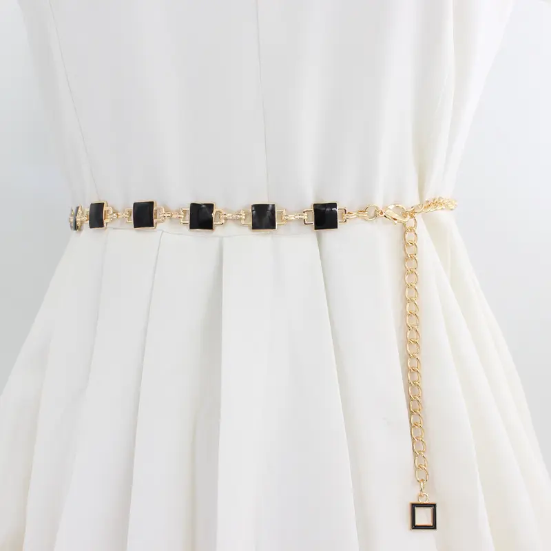 Fashion Tassel Thin Chain Belts for Women Retro Metal Skinny Waistbands Dress Coat Decorative Straps Female Accessory