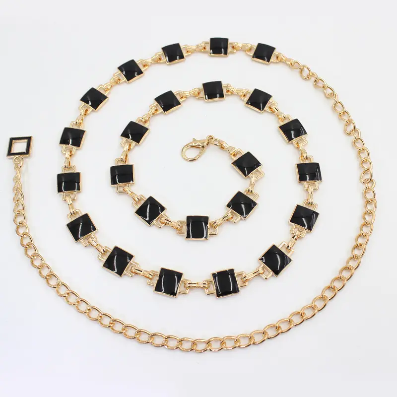 Fashion Tassel Thin Chain Belts for Women Retro Metal Skinny Waistbands Dress Coat Decorative Straps Female Accessory