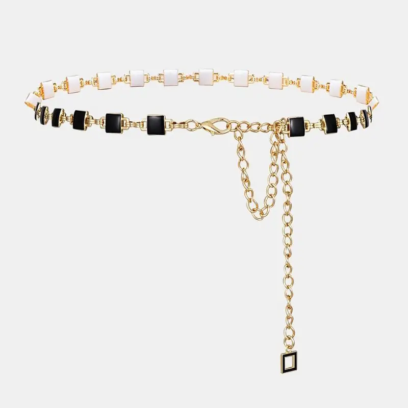 Fashion Tassel Thin Chain Belts for Women Retro Metal Skinny Waistbands Dress Coat Decorative Straps Female Accessory