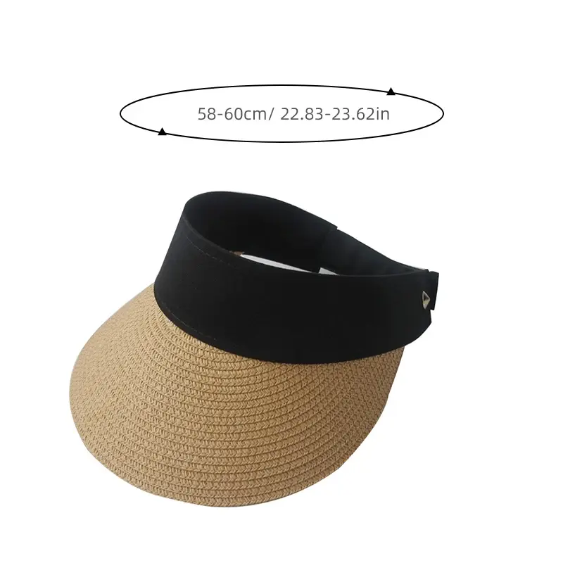 Large Brim Summer Straw Hats for Women Fashion Empty Top Sunshade Caps Travel Beach Girl UV Protection Hats