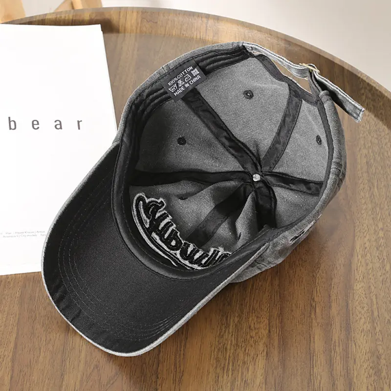 Letter Embroidery Baseball Caps for Women Men Retro Washed Cotton Snapback Hats Unisex Outdoor Sports Sunscreen Peaked Hats