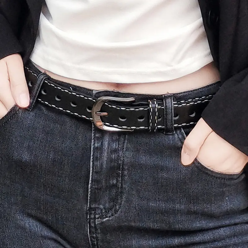Fashion Pin Buckle Belts for Women Korean Solid Color PU Leather Adjustable Waistbands Student Jeans Coat Decorative Straps