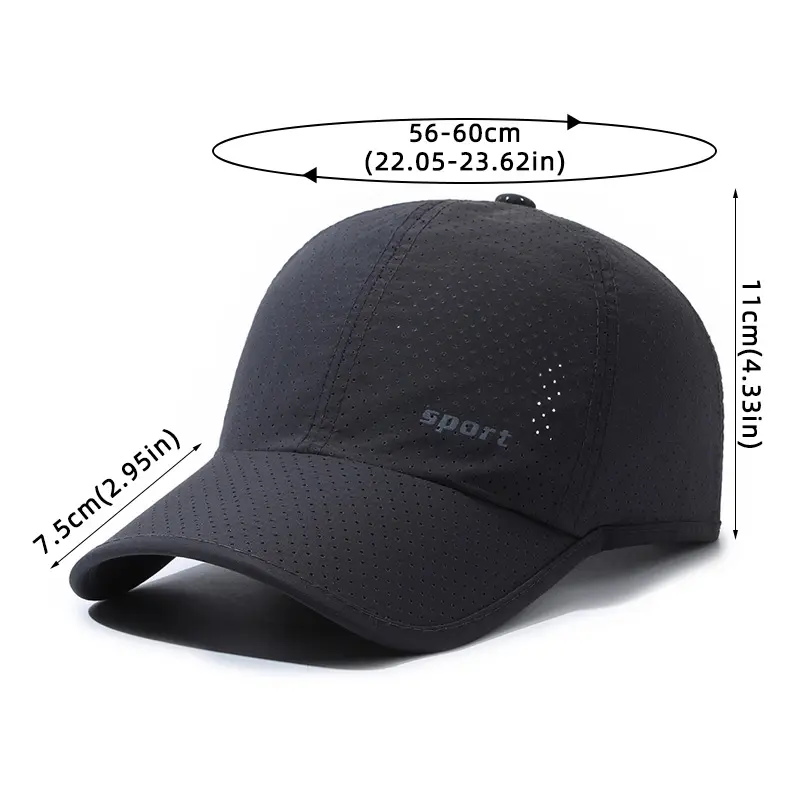 Summer Mesh Baseball Caps for Men Solid Color Quick Drying Breathable Peaked Hats Adjustable Outdoor Sports Golf Sunscreen Hats