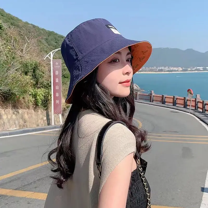 New Summer Sun Hats For Women Double Sided Outdoor Sunscreen Bucket Hats Female Korean Casual Panama Fisherman Caps