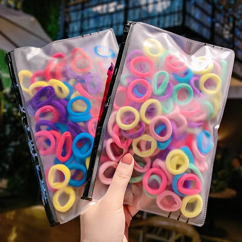 100/20Pcs/bag Cute Candy Color Elastic Hair Bands Soft Elastic Children Rubber Bands Girls Hair Ropes Hair Accessories