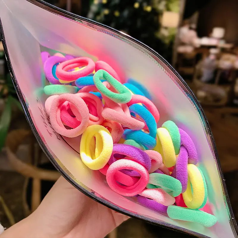 100/20Pcs/bag Cute Candy Color Elastic Hair Bands Soft Elastic Children Rubber Bands Girls Hair Ropes Hair Accessories