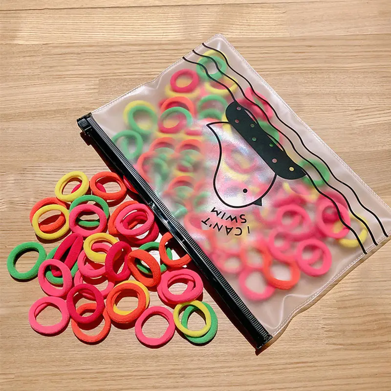 100/20Pcs/bag Cute Candy Color Elastic Hair Bands Soft Elastic Children Rubber Bands Girls Hair Ropes Hair Accessories