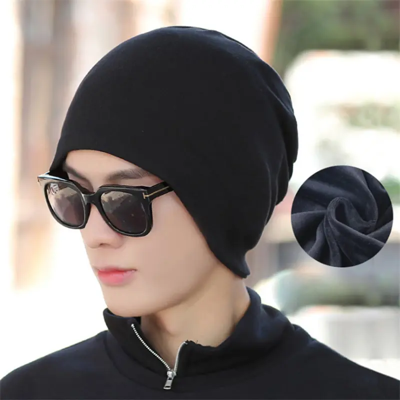 New Men Beanies Skull Cap Winter Autumn Warm Simple Solid Color Soft Cotton Men Hat Fashion Hip hop Unisex Caps Bonnet