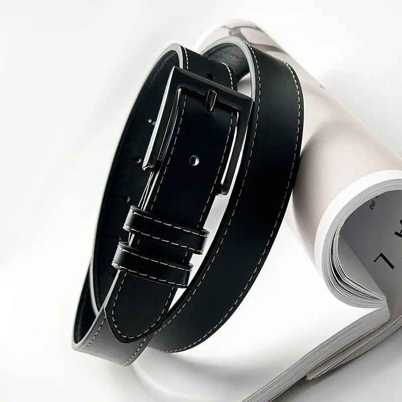 Black Classic PU Leather Belts for Women Men Fashion Alloy Pin Buckle Adjustable Waistband Jeans Pants Decorative Straps Girdle